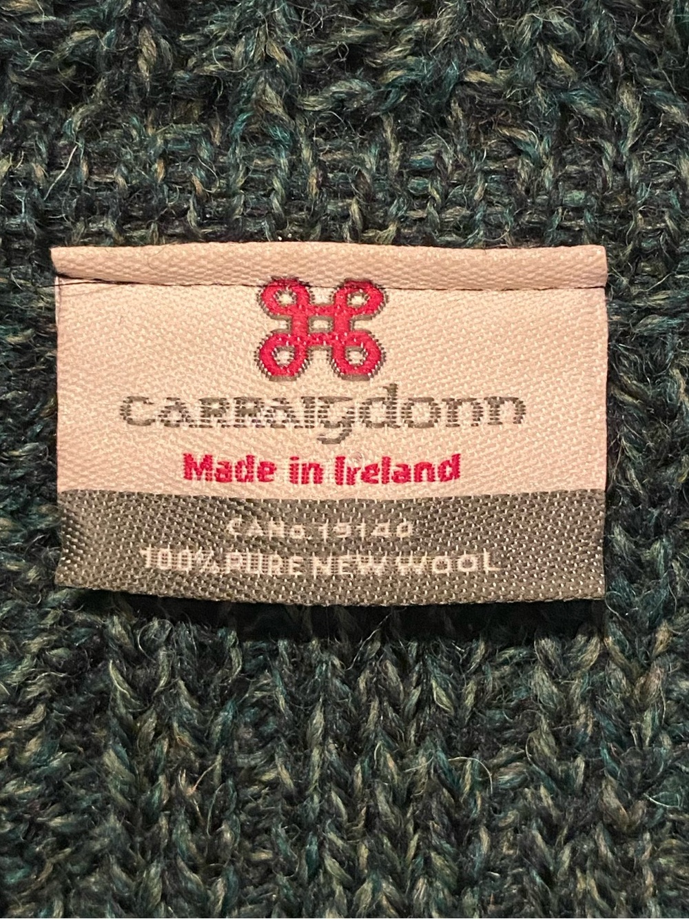 CARRAIGDONN GREEN WOOL CABLE KNIT CARDIGAN WOOL SWEATER MADE IN IRELAND MEDIUM - Picture 6 of 6